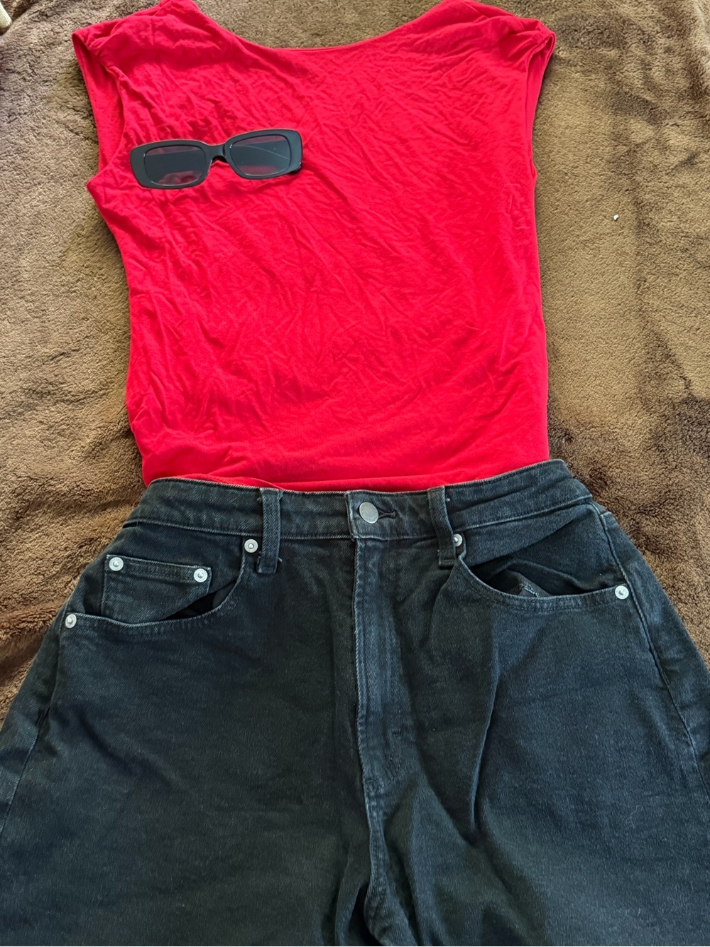 Red backless top
